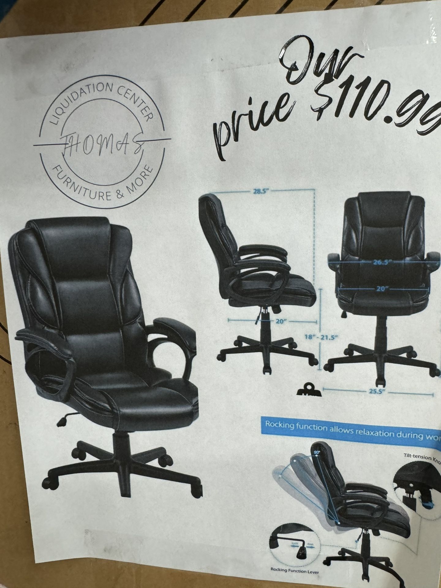 Executive Style Desk Chair In Box Black Color .