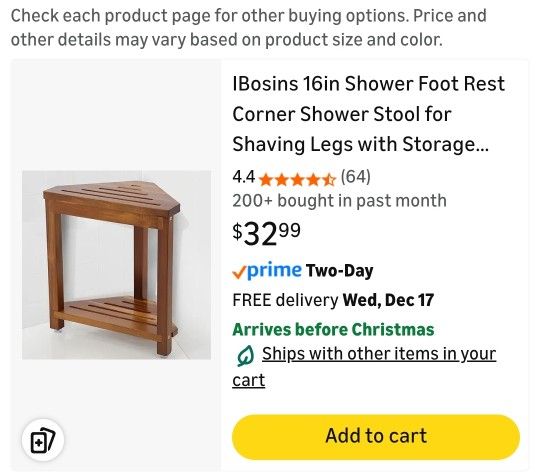 Shower Foot Rest Corner Stool