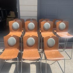 Modern Bar and Side Chairs Set – Wood Seat with Padded Backrest (11 Total)