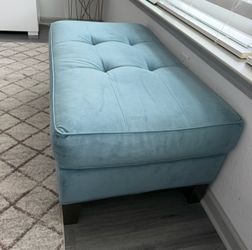 Light Blue Tufted Ottoman Bench