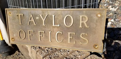 Taylor Offices sign Bronze Plaque 20.5" 1x8"wx1/4" Border