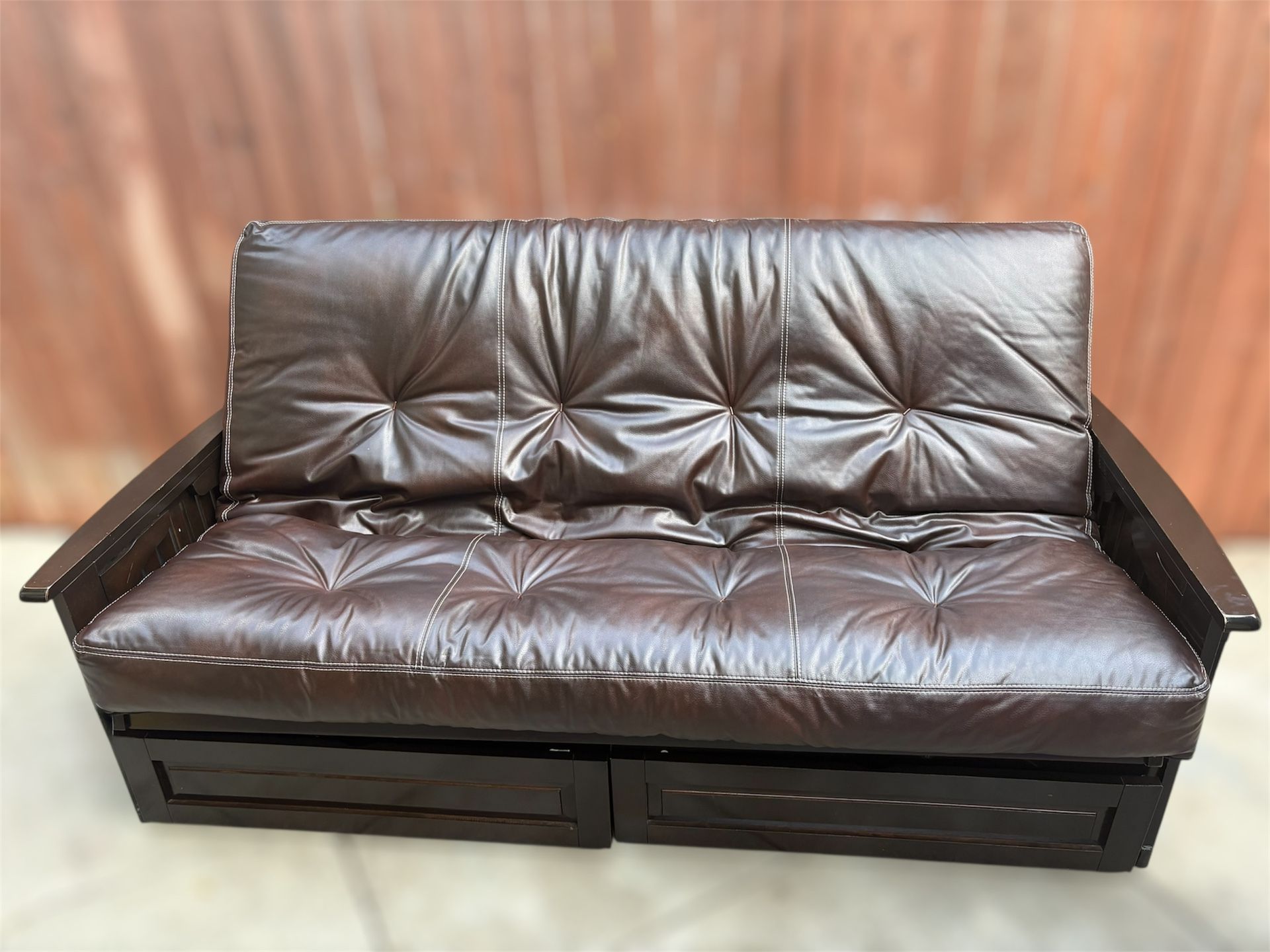 Kodiak Phoenix Full Size Futon in Espresso Finish with Storage Drawers, Oregon Trail Java.