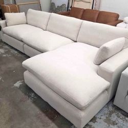 Top Notch Ivory Cloud Sofa Chaise 