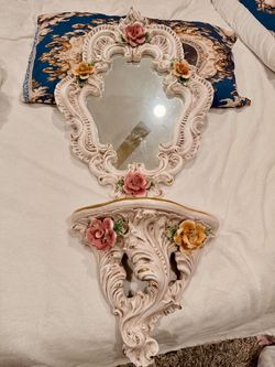 Italian capodimonte mirror and shell