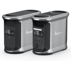 AMPACE 2924Wh Power Station, Andes 1500 with 1*Extra Battery, 2400W(Surge 3600W) AC Output Solar Generator for Home Power Backup, Outdoor & Home Batte