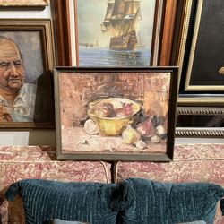 Vintage Bowl Of Onions Painting 