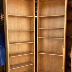 Pair of Oak 7’ Bookcases / Bookshelves / Storage Display Shelves