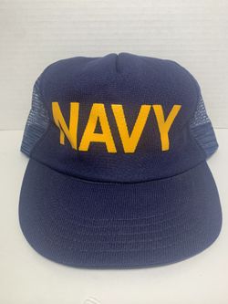 Vintage United States Navy Mesh Trucker Hat Snapback Hat Baseball Cap. 