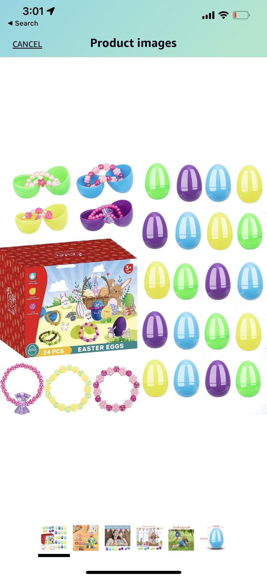 Ritastar Fillable Plastic Easter Eggs Prefilled with Colorful Beaded Bracelets,Surprise Eggs Bulk,