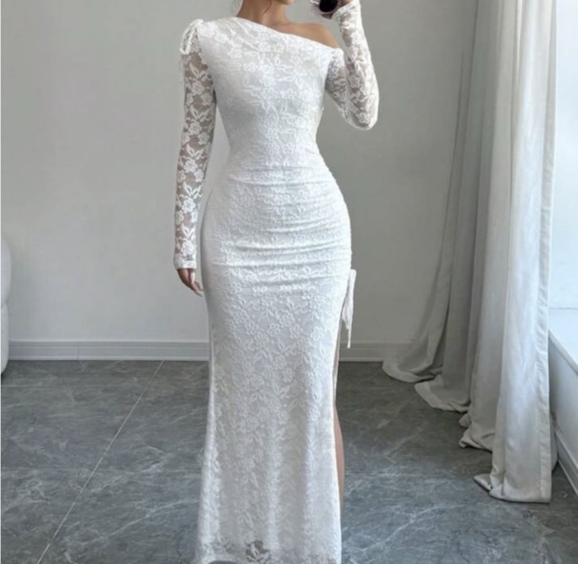 Elegant White Lace Off-Shoulder Dress
