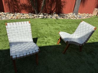 Woven Strap Lounge Chairs – Set of 2