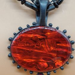 Vintage Chico's black chain red Pendant necklace