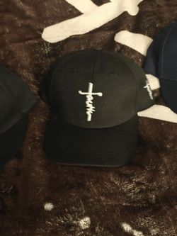 Black Snapback Hat with Cross Embroidery
