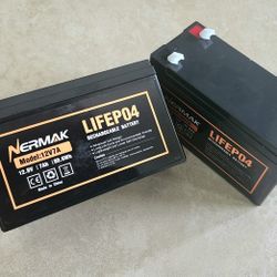 NERMAK 2pcs 12.8V and 3v 7Ah 89.6Wh Rechargeable LiFePO4 Battery, 2000+ Cycles Lithium Iron.