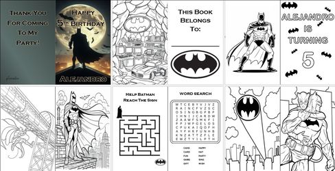 Batman Coloring Book. Party Favors. personalized coloring books. Batman Party games. Party Decor. Recuerdos