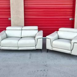 Leather Recliner Loveseat and Recliner Armchair