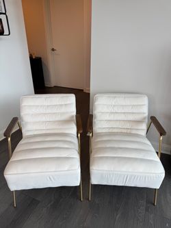 Off-White Velvet Accent Chairs (Set of 2)