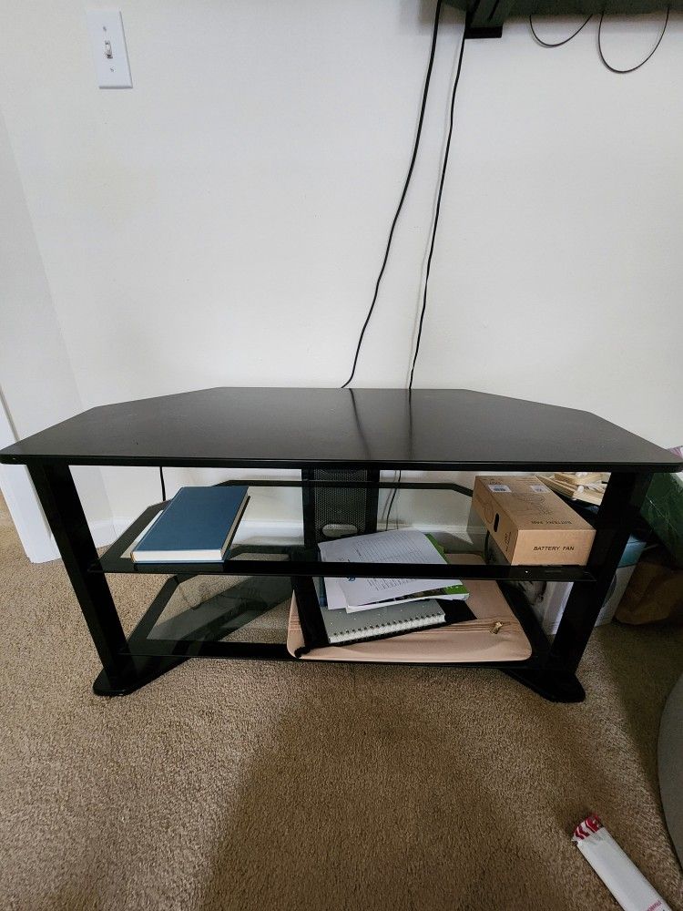TV Stand With 2 Glass Shelves