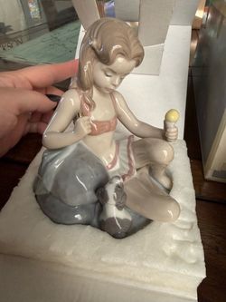 Lladró Porcelain Girl with Dog Figurine
