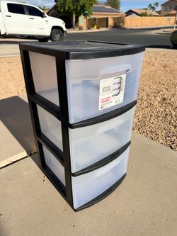 Sterilite Plastic Three Drawer Storage Cabinet Size (LxWxH): 14.5” x 12.5” x 24”