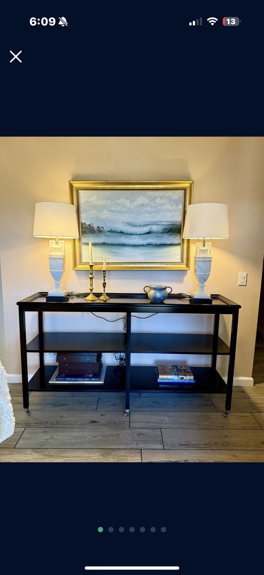 Black Tiered Console Table Sofa Table Display Table Entry Table 
