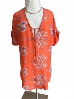 Emme Lee Women’s Orange Geometric Kimono Cardigan Size M/L