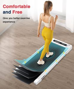 Redliro Walking Pad Treadmill Under Desk, Portable Mini Treadmill with Remote Control, Bluetooth, 265lbs Max Weight, Installation-Free Jogging Machine