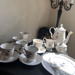 ,Misaka dishes,gravy boat,  large bowl , Coffee pot, cups and saucers