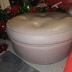 Blush Pink Round Rolling Ottoman