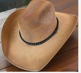 Palm Leaf Western Cowboy Hat Handcrafted Mexico Cattleman Crease Midnight Braid