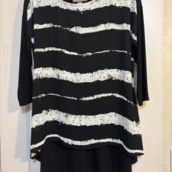 Joseph Ribkoff Black & White Blouse