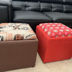 Ottoman Storage Pouf Bench Box Seat Foot Stool square Cube Paul Frank Brown Or Red