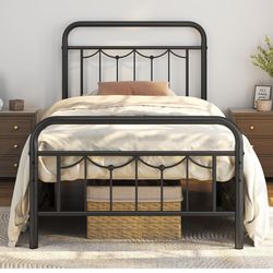 Twin bed frame with mattress