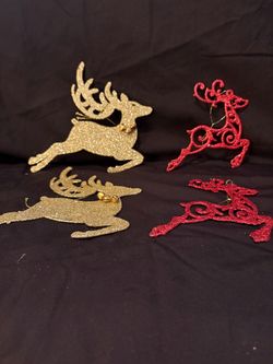 Red and Gold Reindeer Christmas Ornaments