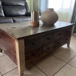 Living Room Cocktail Table, solid wood Multi colors* (8 drawers in front and 1 storage) (measurements L50"W30"H20")