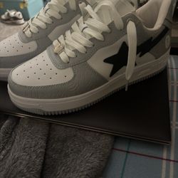 Bape Shoes White Black Grey
