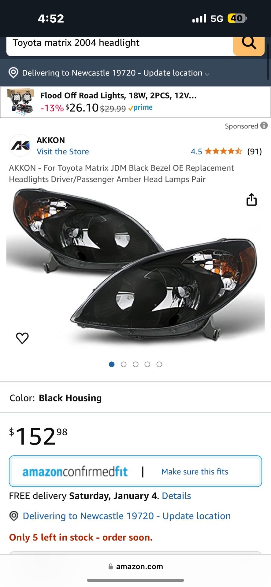 toyota matrix headlight right and left.