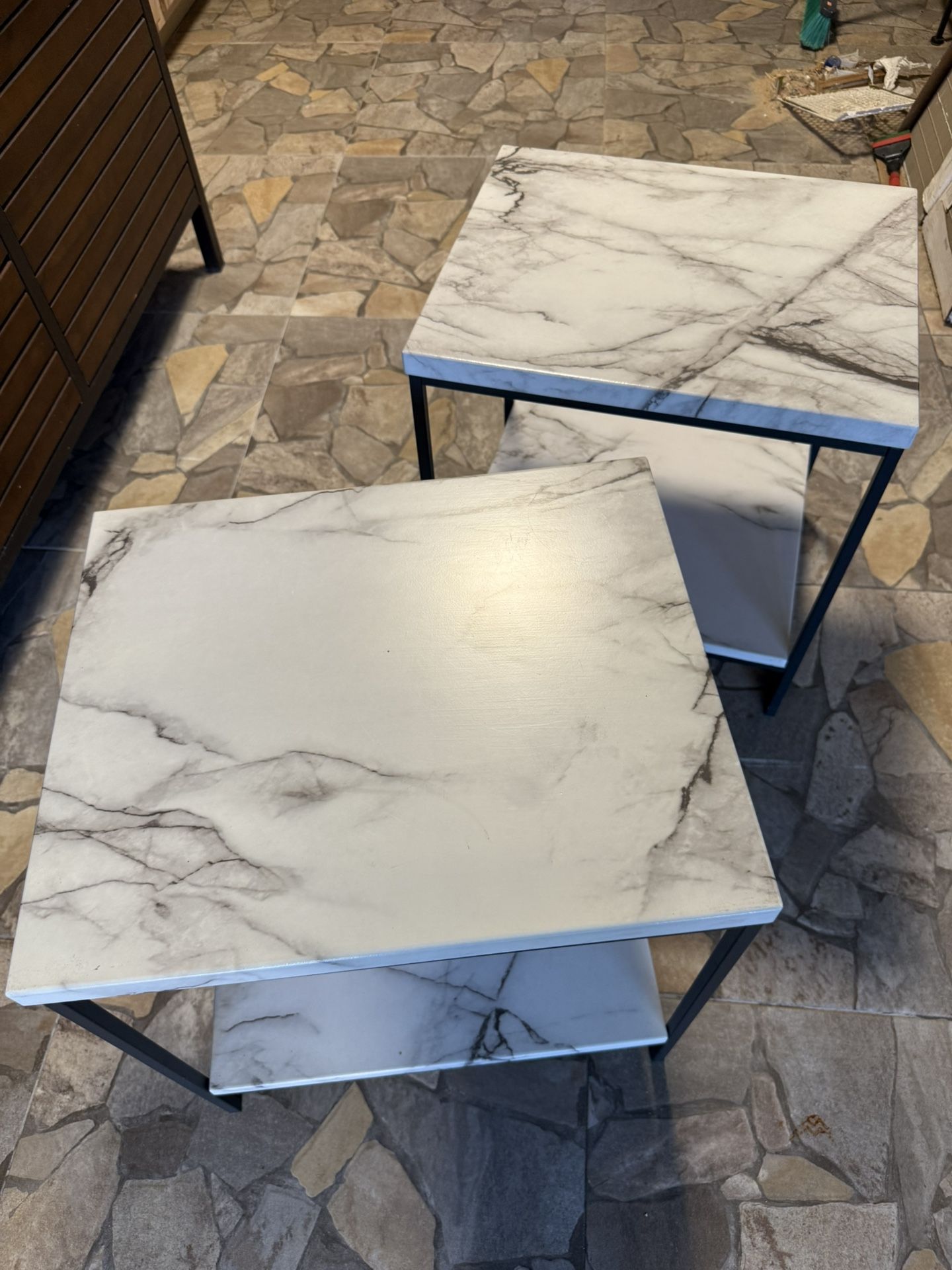 Faux Marble End Table