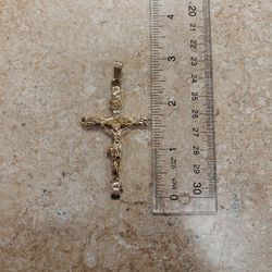 14k Yellow Gold Crucifixion Pendant 3"