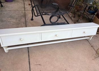 Pottery Barn 48” Wall Shelf with 3 Drawers & Rail