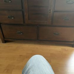 Full Brown Bed Frame And Dresser / Mirror 