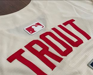 White and Los Angeles Angels Mike Trout Fully Stitched Jersey