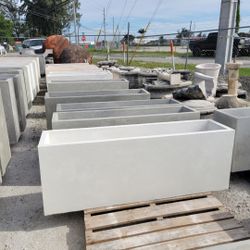 Concrete Large Rectangular Planters / Cement Stone Backyard Patio Garden Planter Pots