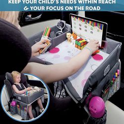 Kenley Kids Travel Tray, Toddler Car Seat Lap Tray, Road Trip Essentials Activity Table, 16.5 x 13.5 Inches