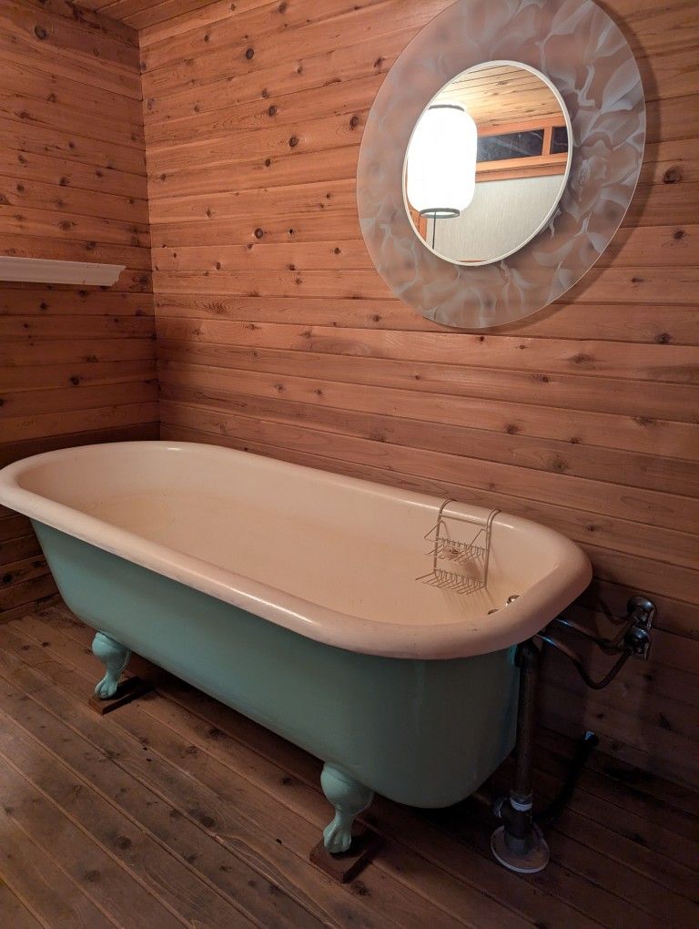 Antique Clawfoot Tub Sea Foam Green 65" Long