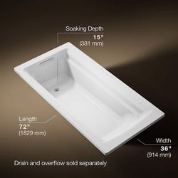 KOHLER Archer® 72" x 36" drop-in bath WHITE 