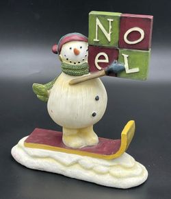 Debbie Mumm Collectible Christmas NOEL Snowman Figurine Christmas Decoration 8"