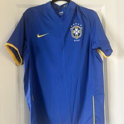 BRAZIL 2008 2010 AWAY FOOTBALL SHIRT SOCCER JERSEY NIKE sz Medium MEN