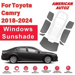 Toyota Camry 2018 19 20 2021 2022 2023 2024 2025 2026 5 Pcs Set Custom Fit Magnetic Window Sunshade, Privacy Protection, Temperatur Control, Visor Fro