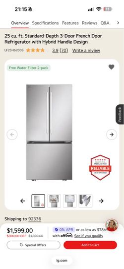 LG 25 cu. ft. 3-Door French Door Refrigerator
